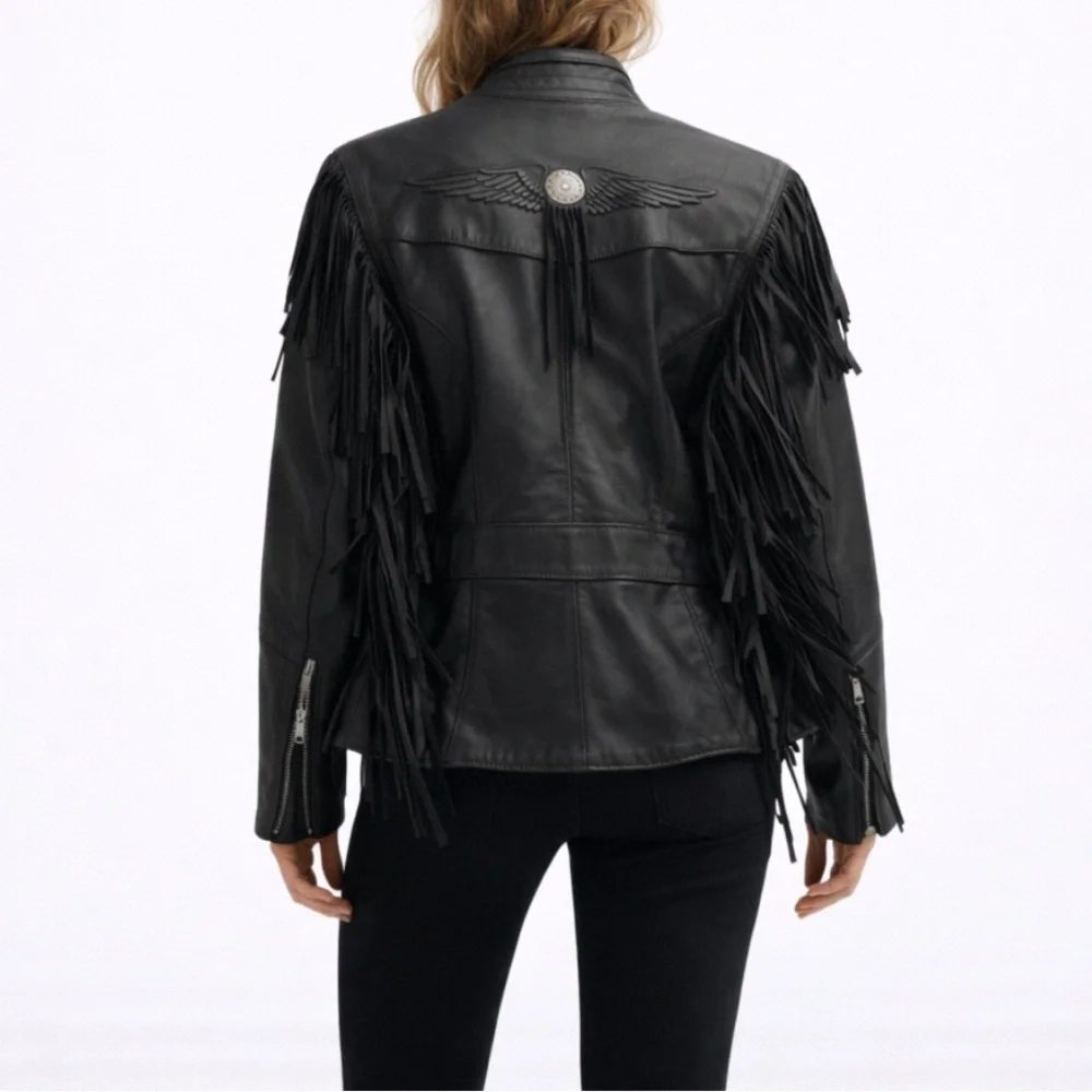 Harley Davidson Women's Black Fringe Leather Jacket